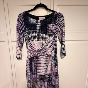 Donna Morgan Geometric Pink and Black Long Sleeve Dress size 2